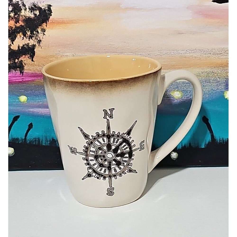 Spectrum  Designz Compass Coffee Mug Cup Tan/ Brown